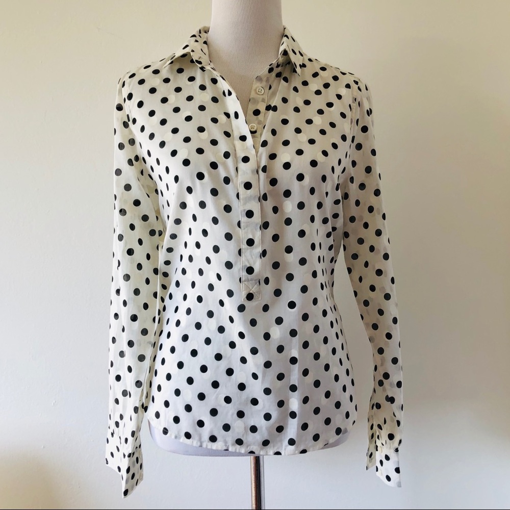 J. CREW FACTORY JACQUARD DOT POPOVER SHIRT SMALL